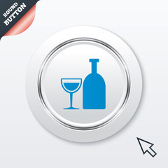 Alcohol sign. Drink symbol. Bottle with glass