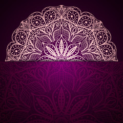 Stylish purple background with a light circular lace pattern.