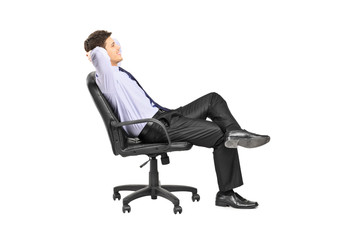 Relaxed man sitting in an office chair