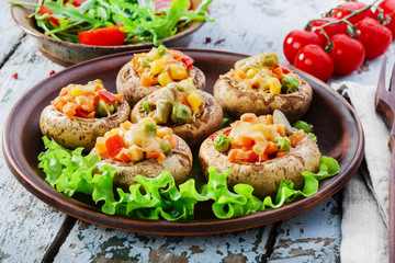 stuffed mushrooms baked with vegetables