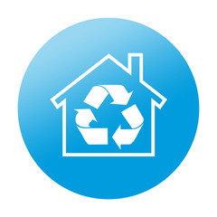 Etiqueta redonda reciclaje en el hogar