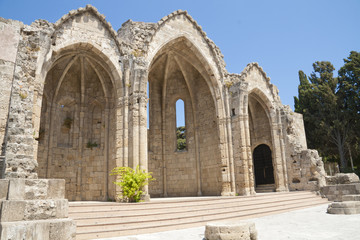 Fototapeta na wymiar Ruins of medieval church on Rhodes