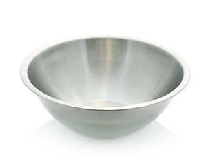 Metal bowl - kitchen utensil in front of white Background