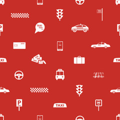 taxi icons red seamless pattern eps10