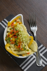 Italian filled pasta with peppers