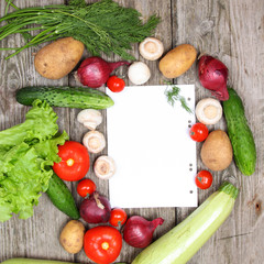 Fresh vegetables and paper