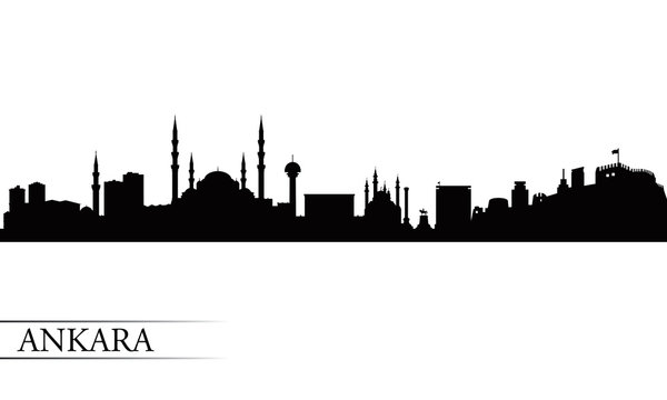 Ankara city skyline silhouette background