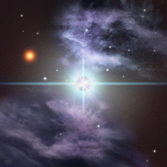 Supernova and nebula on star background