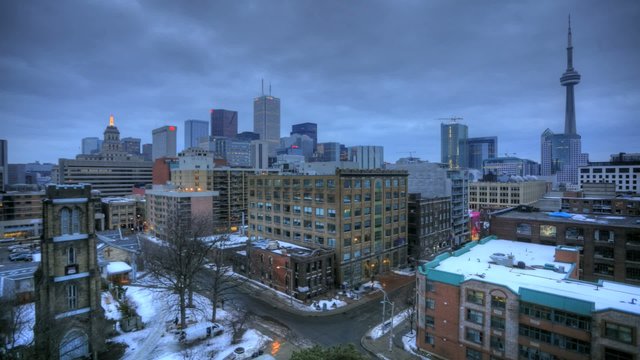 Night falls in this timelapse of Toronto