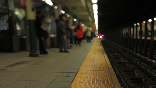 NYC Subway Train Arriving Tilt Shift