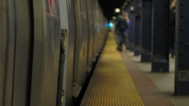 NYC Subway Train Leaving