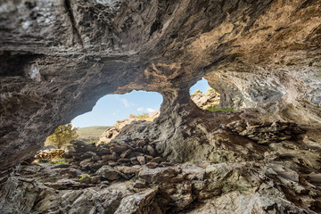View from inside iron ore mine at Farinole in Corsica