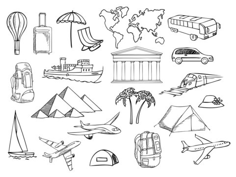 travel and vacation symbols vector