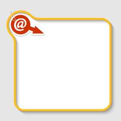 yellow vector text frame with email symbol and paper clip