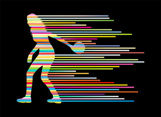 Bowling player silhouettes vector background concept