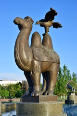 Statue featuring a camel and an eagle in Astana / Kazakhstan