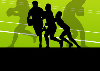 Rugby player man silhouette vector background concept
