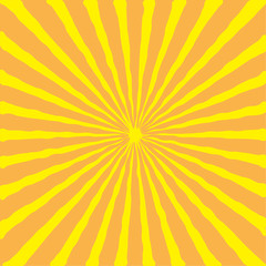 Sunburst with ray of light. Yellow and orange background.