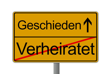 Ortsschild Trennung Scheidung