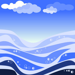 Illustration of sea and blue sky vector