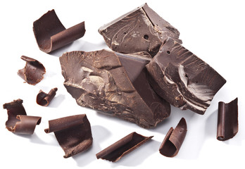 Chocolate blocks isolated on a white background.