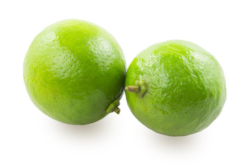 Two lime on white background