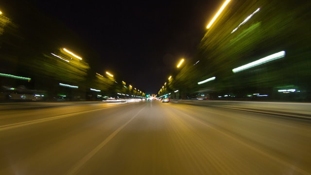 Paris City Driving Time Lapse Night