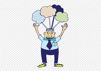 Cartoon man thinking style illustration