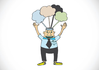 Cartoon man thinking style illustration