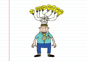Cartoon man thinking style illustration