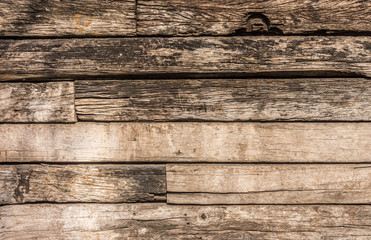 Wooden logs wall of rural house for background and texture