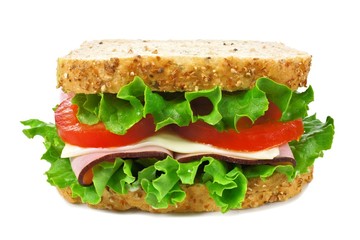 Isolated sandwich on a whole grain bread