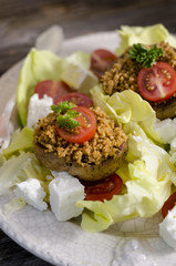 Couscous, pilze, salat, tomaten, vorspeise
