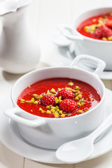 Cold strawberry soup for hot summer