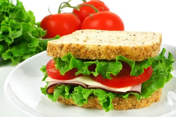 Sandwich on a white plate