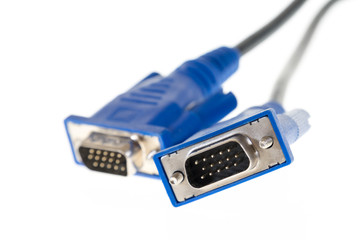 vga cables over white isolated background
