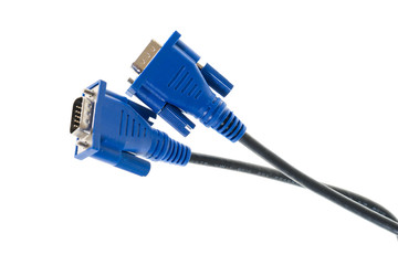 vga cables over white isolated background