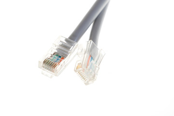 Lan telecommunication cable RJ45 on white background