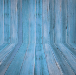 Old grunge blue wood wall textured background