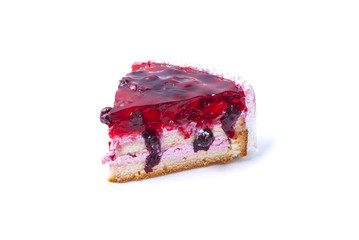 piece of cake with berries isolated