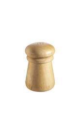 small wooden pepper shaker on white background