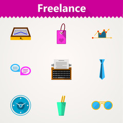 Flat icons for freelance and business