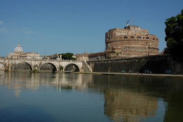 Rome view from the bridge over the Tiber river - Rome - Italy