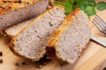 Traditional delicious meat pate with vegetables