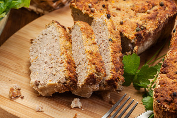 Traditional delicious meat pate with vegetables