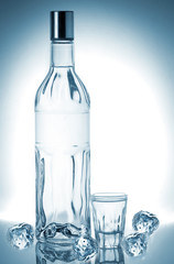 Bottle of vodka isolated on white background