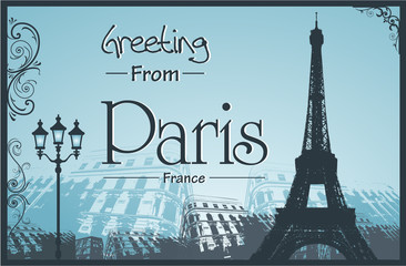 Copyspace Retro Style Poster With Paris Background