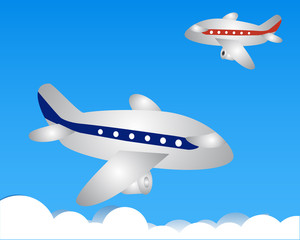 Naklejka premium Red and blue airplane