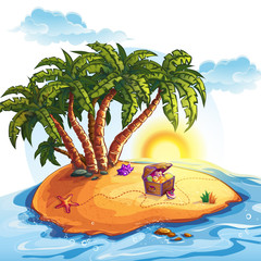 Illustration of Treasure Island with a trunk © nearbirds