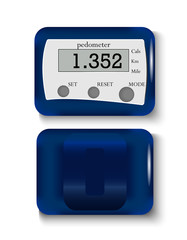 Blue pedometer for walking, vector illustration